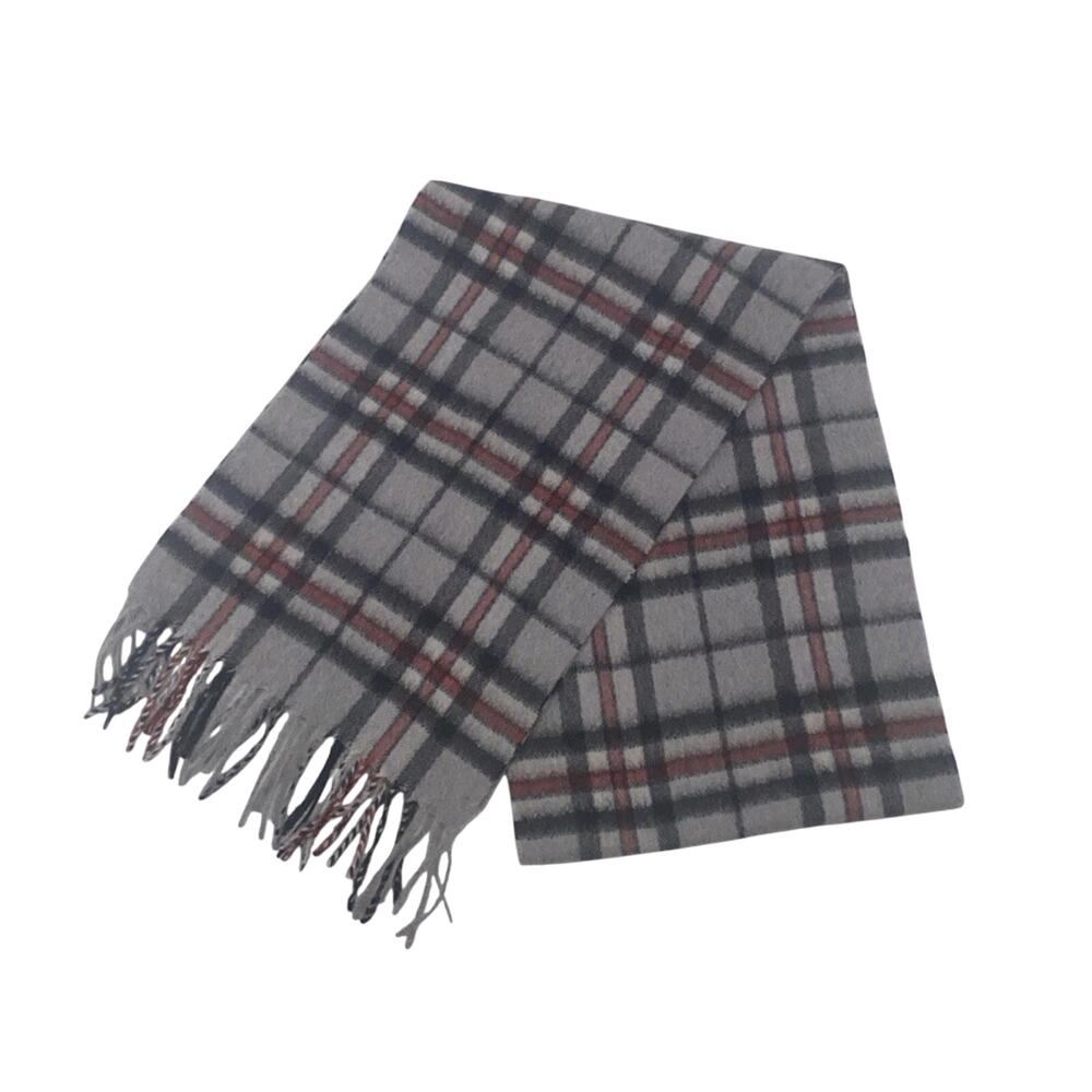 Lona Scott 100% Cashmere Scottish Red Black Gray Tartan Scarf